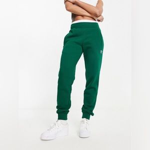 adidas Originals essentials trefoil joggers in dark green